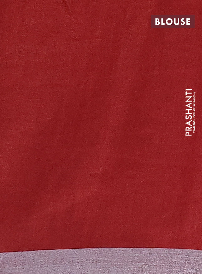 Pure linen saree peacock blue and maroon with plain body and silver zari woven border