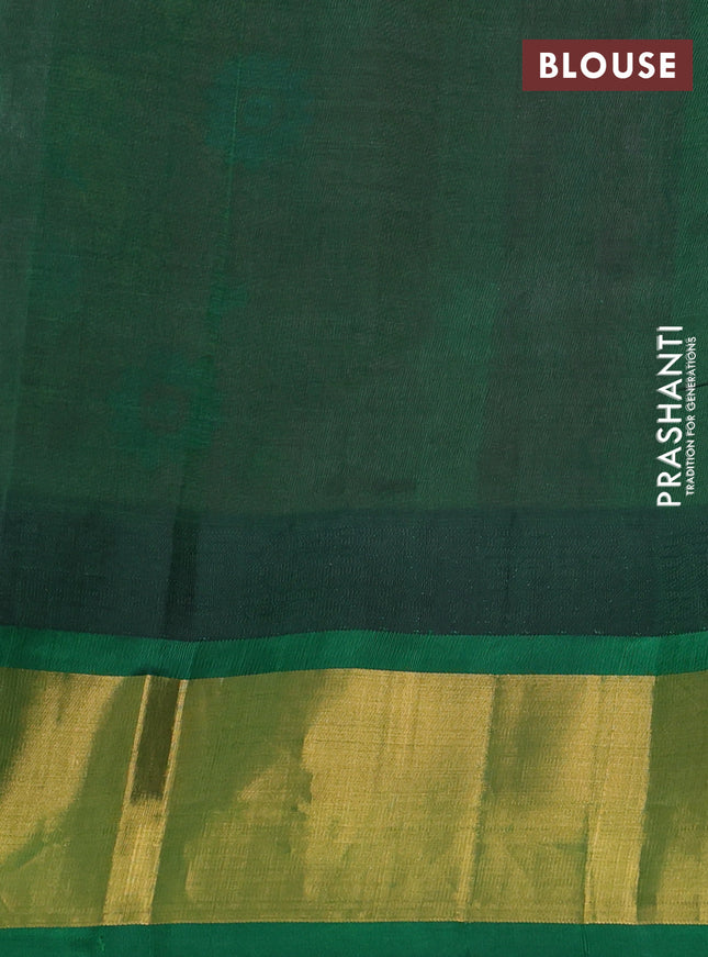 Silk cotton saree magenta pink and green with allover kalamkari prints and temple design zari woven simple border