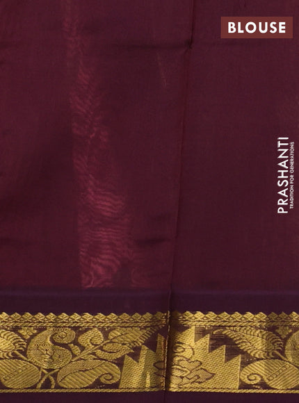 Silk cotton saree peach pink and deep maroon with allover kalamkari prints and zari woven korvai border