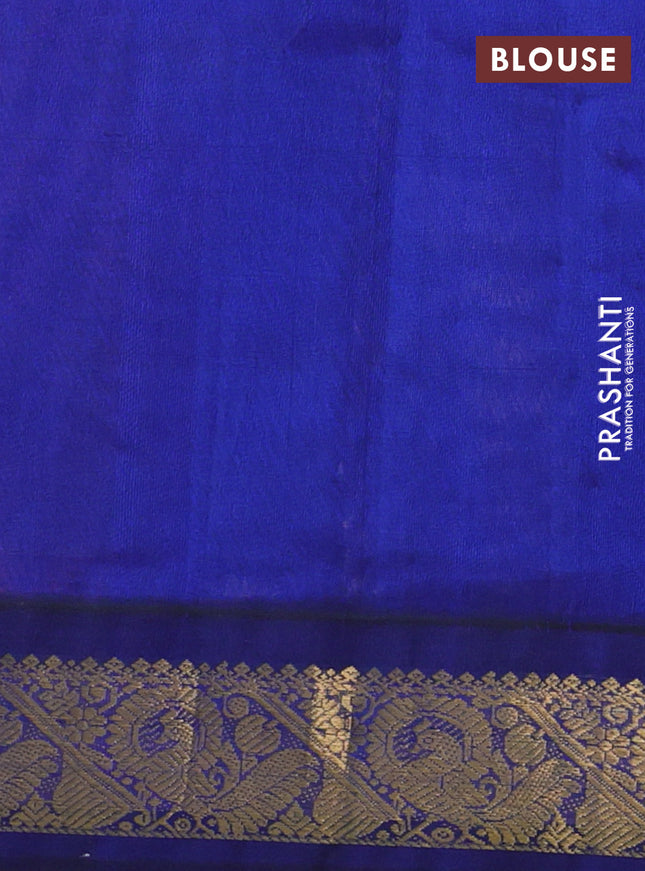 Silk cotton saree peach pink and blue with allover kalamkari prints and zari woven korvai border