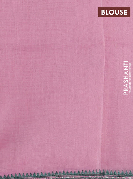 Chanderi tissue saree peach pink with embroidery buttas and simple temple design border