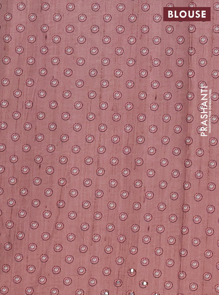 Semi tussar silk saree peacock green and brown with plain body and kalamkari prints & pita work