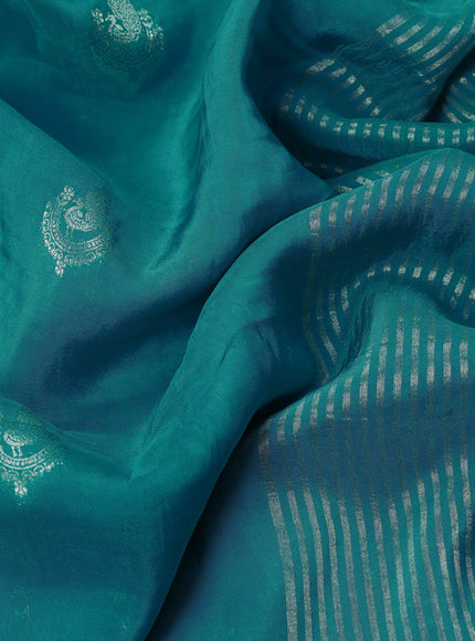 Banarasi silk saree teal blue with annam zari woven buttas and zari woven border