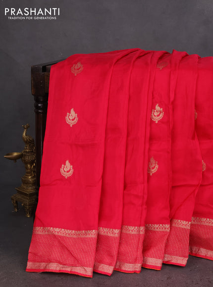 Banarasi silk saree pink and orange with annam zari woven buttas and zari woven border