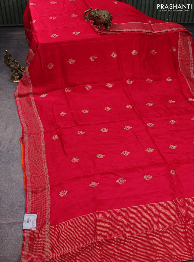 Banarasi silk saree pink and orange with annam zari woven buttas and zari woven border
