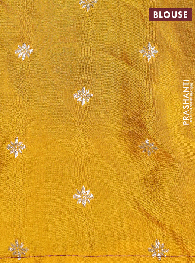 Banarasi silk saree yellow and violet with annam zari woven buttas and zari woven border
