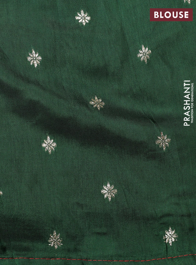 Banarasi silk saree reddish pink and green with annam zari woven buttas and zari woven border