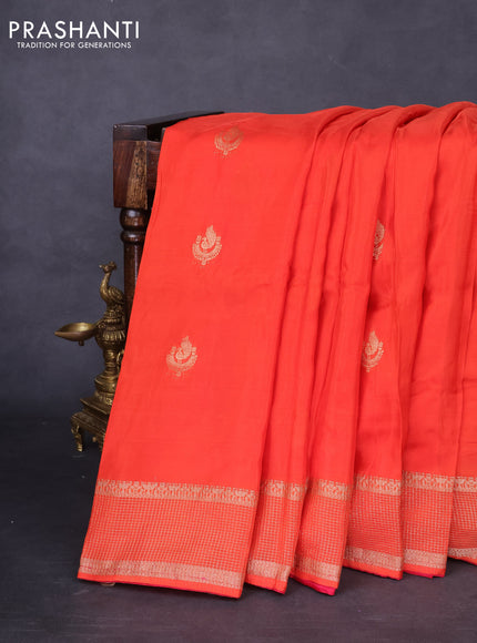 Banarasi silk saree orange and pink with annam zari woven buttas and zari woven border