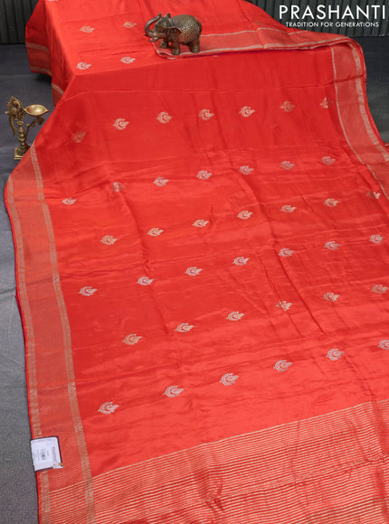 Banarasi silk saree orange and pink with annam zari woven buttas and zari woven border