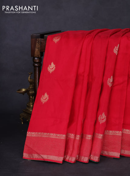 Banarasi silk saree red and green with annam zari woven buttas and zari woven border