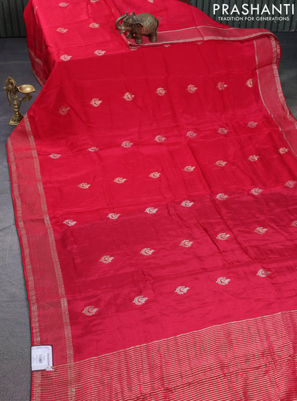 Banarasi silk saree red and green with annam zari woven buttas and zari woven border