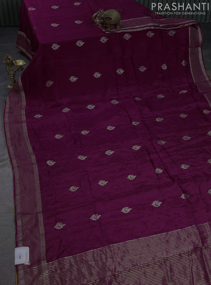 Banarasi silk saree wine shade and yellow with annam zari woven buttas and zari woven border