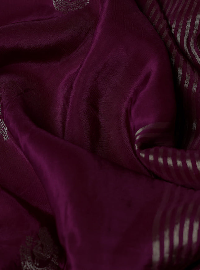 Banarasi silk saree wine shade and yellow with annam zari woven buttas and zari woven border