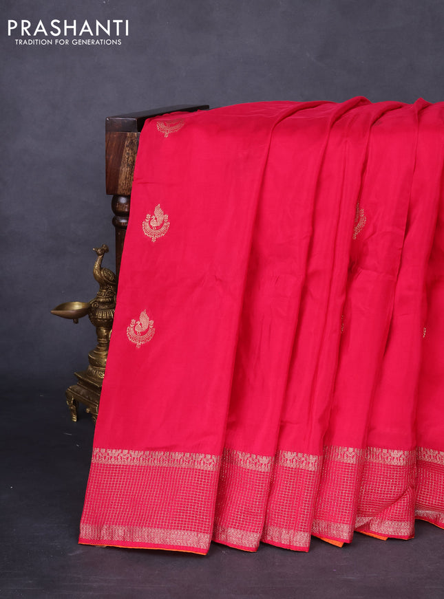 Banarasi silk saree pink and orange with annam zari woven buttas and zari woven border