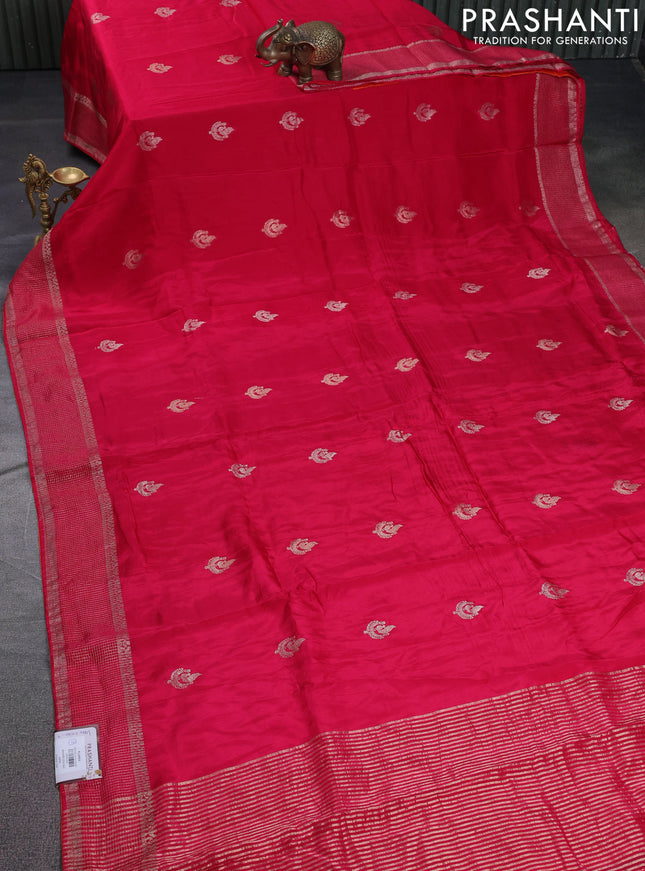 Banarasi silk saree pink and orange with annam zari woven buttas and zari woven border