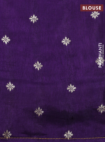 Banarasi silk saree yellow and violet with zari woven elephant buttas and zari woven border