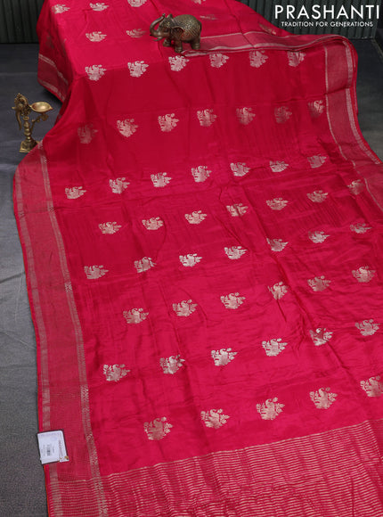 Banarasi silk saree pink and orange with zari woven elephant buttas and zari woven border