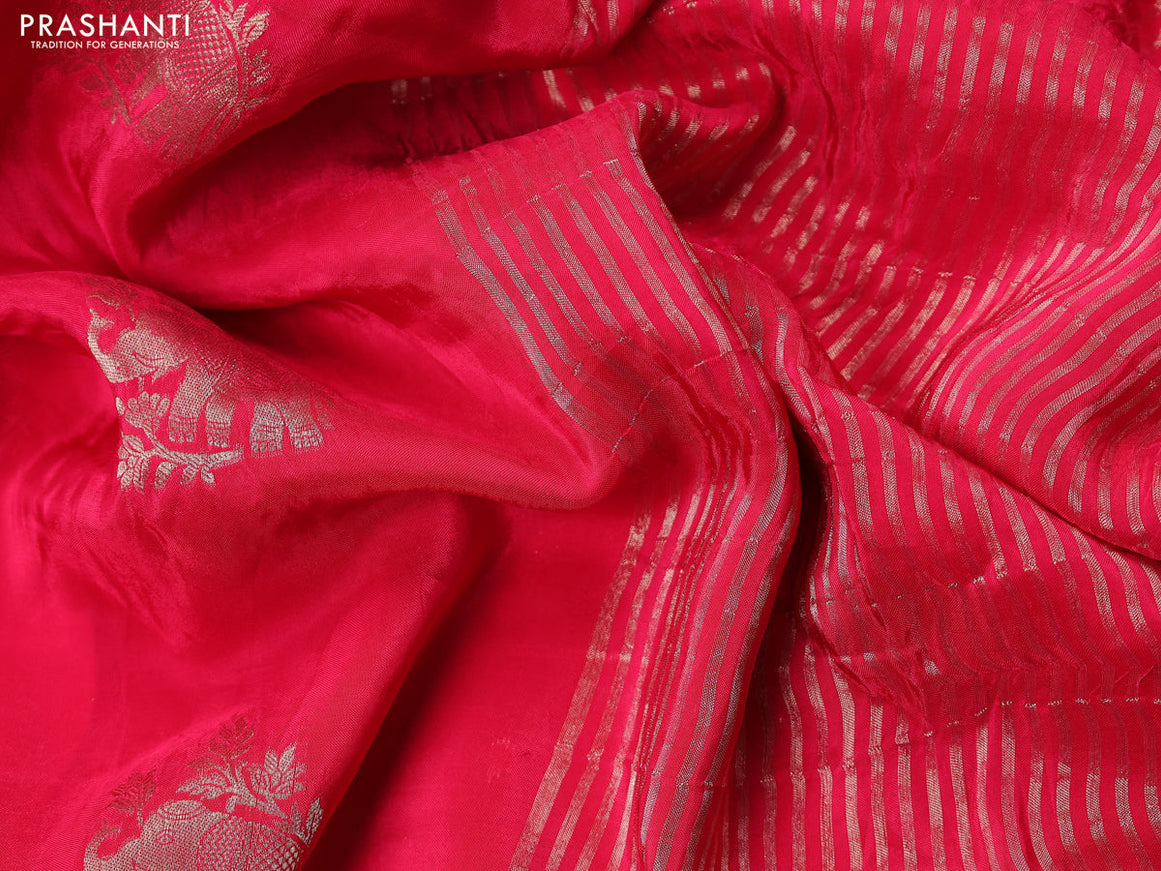 Banarasi silk saree pink and orange with zari woven elephant buttas and zari woven border