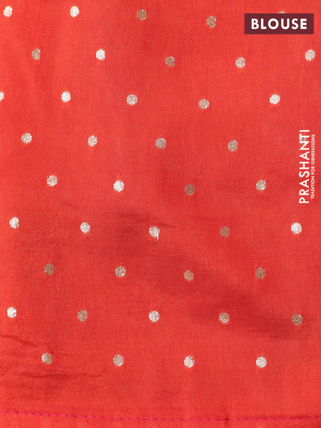 Banarasi silk saree pink and orange with zari woven elephant buttas and zari woven border