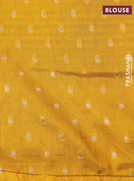 Banarasi silk saree wine shade and mustard yellow with zari woven elephant buttas and zari woven border