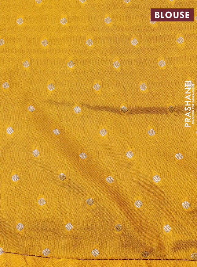 Banarasi silk saree wine shade and mustard yellow with zari woven elephant buttas and zari woven border