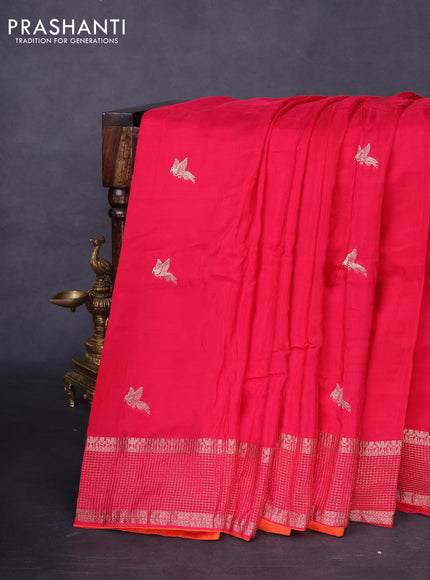 Banarasi silk saree pink and orange with zari woven brids buttas and zari woven border