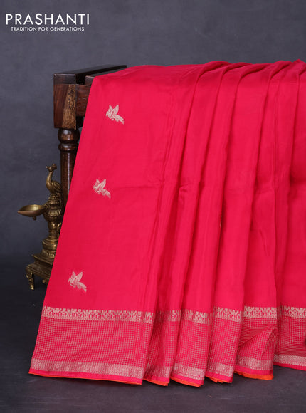 Banarasi silk saree pink and orange with zari woven brids buttas and zari woven border