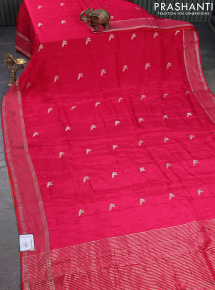 Banarasi silk saree pink and orange with zari woven brids buttas and zari woven border