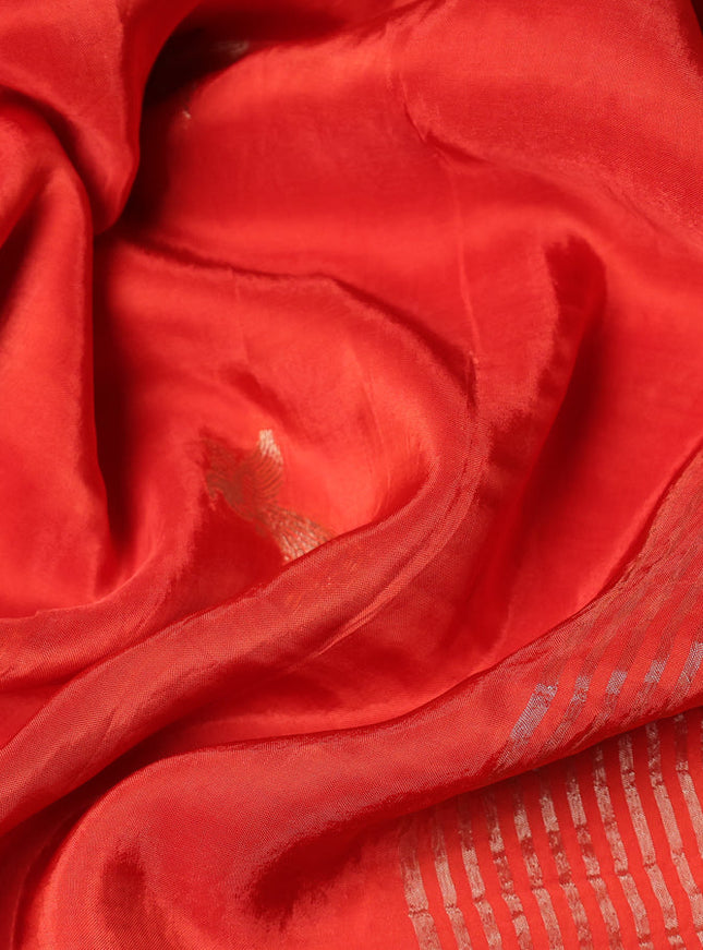 Banarasi silk saree orange and pink with zari woven brids buttas and zari woven border