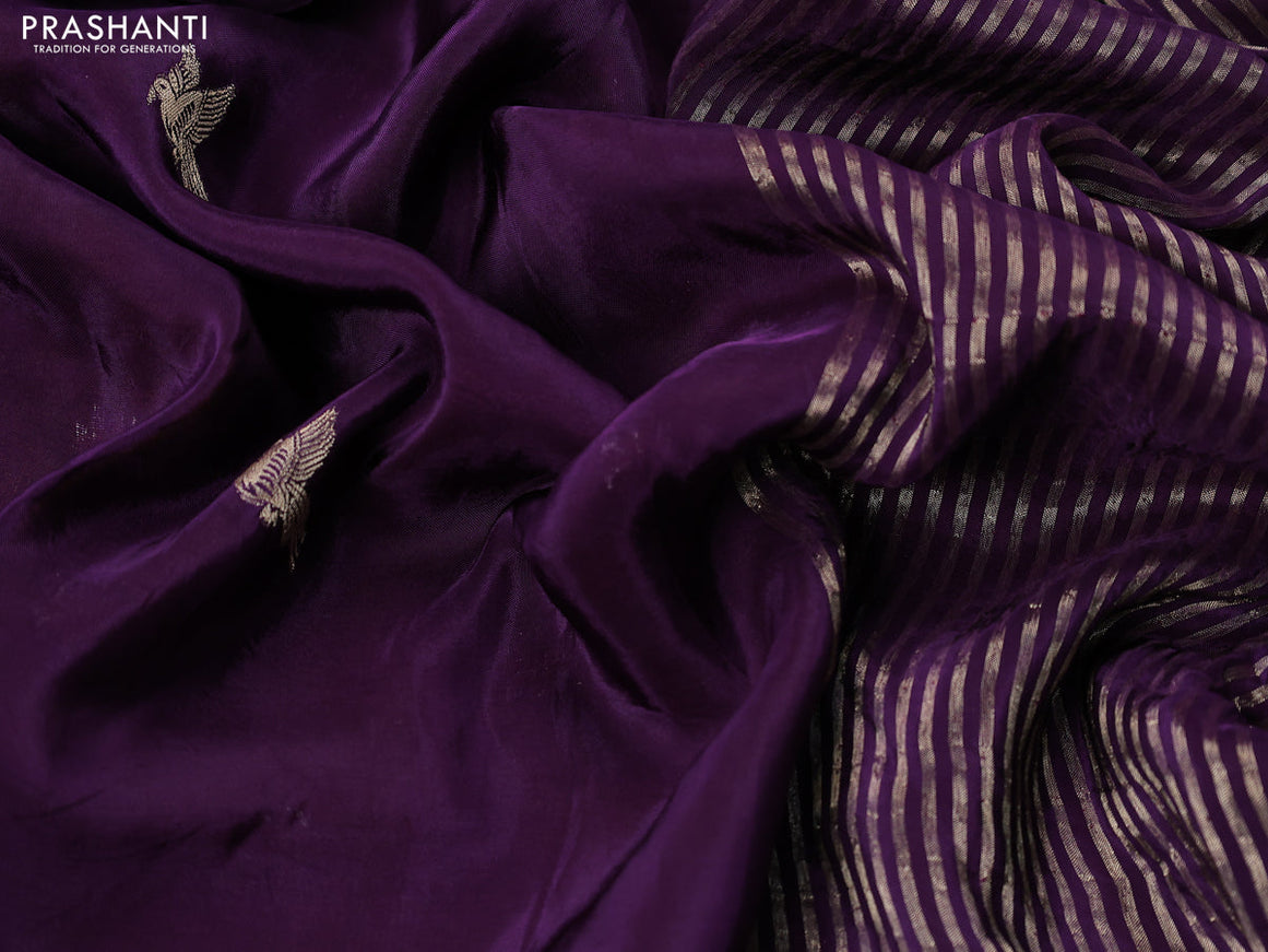 Banarasi silk saree deep violet and yellow with zari woven brids buttas and zari woven border