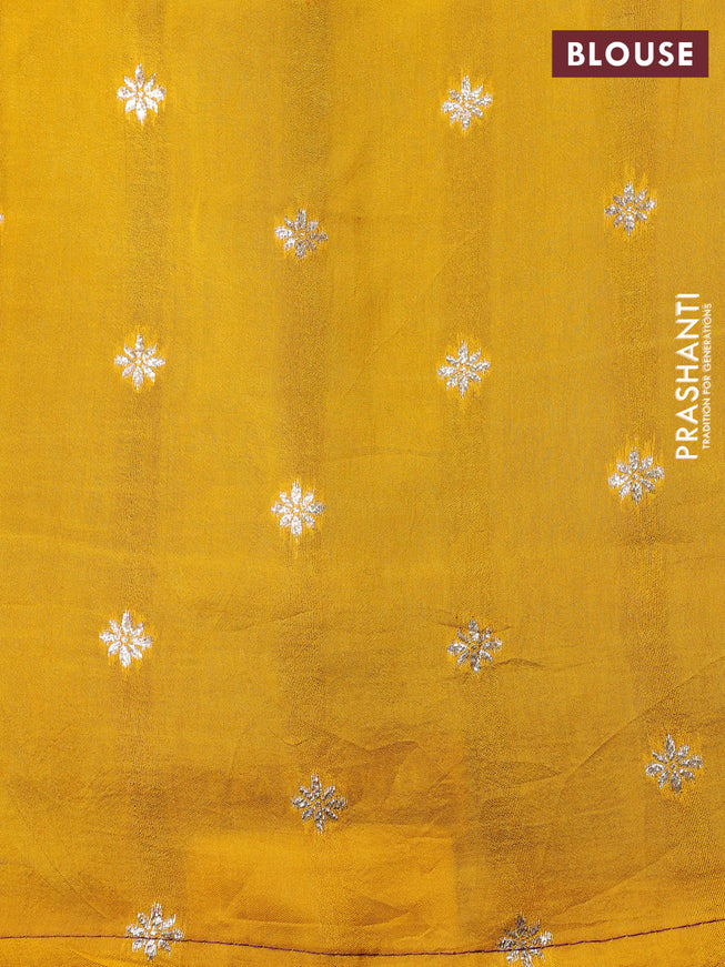 Banarasi silk saree deep violet and yellow with zari woven brids buttas and zari woven border