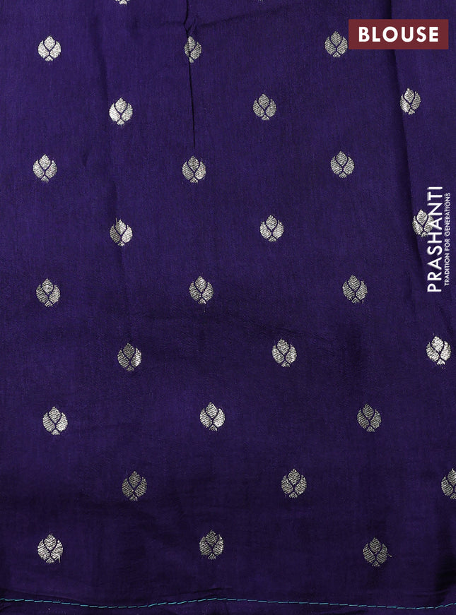 Banarasi silk saree teal blue and navy blue with zari woven brids buttas and zari woven border