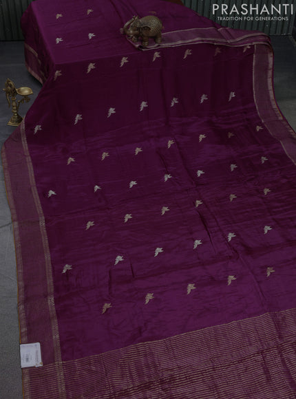 Banarasi silk saree wine shade and yellow with zari woven brids buttas and zari woven border