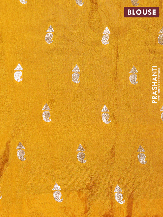 Banarasi silk saree wine shade and yellow with zari woven brids buttas and zari woven border