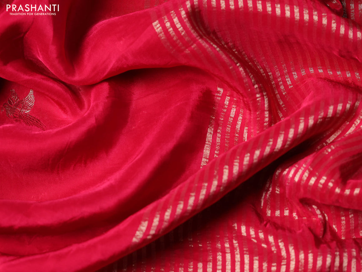 Banarasi silk saree pink and orange with zari woven brids buttas and zari woven border