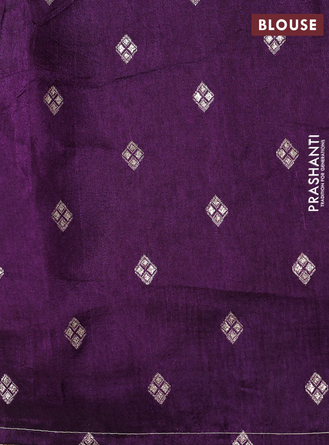 Banarasi silk saree yellow and violet with zari woven brids buttas and zari woven border
