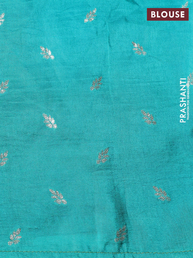 Banarasi silk saree navy blue and teal green with zari woven brids buttas and zari woven border