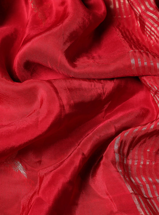 Banarasi silk saree red and green with zari woven brids buttas and zari woven border