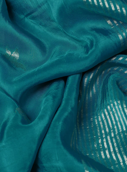 Banarasi silk saree teal blue and navy blue with zari woven brids buttas and zari woven border