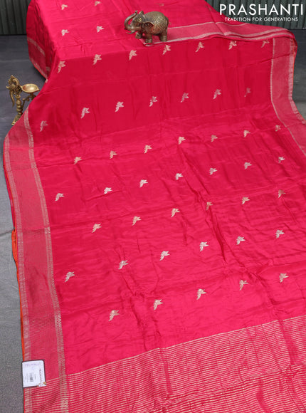 Banarasi silk saree pink and orange with zari woven brids buttas and zari woven border