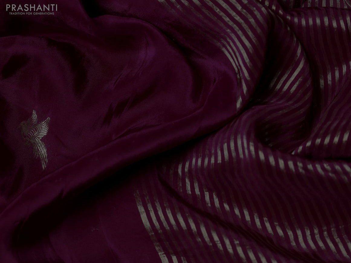 Banarasi silk saree wine shade and yellow with zari woven brids buttas and zari woven border