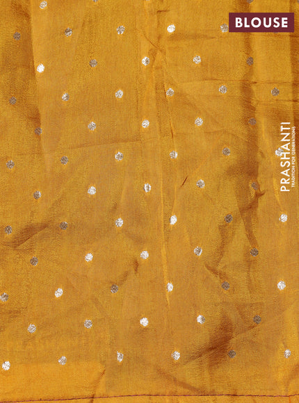 Banarasi silk saree wine shade and yellow with zari woven brids buttas and zari woven border