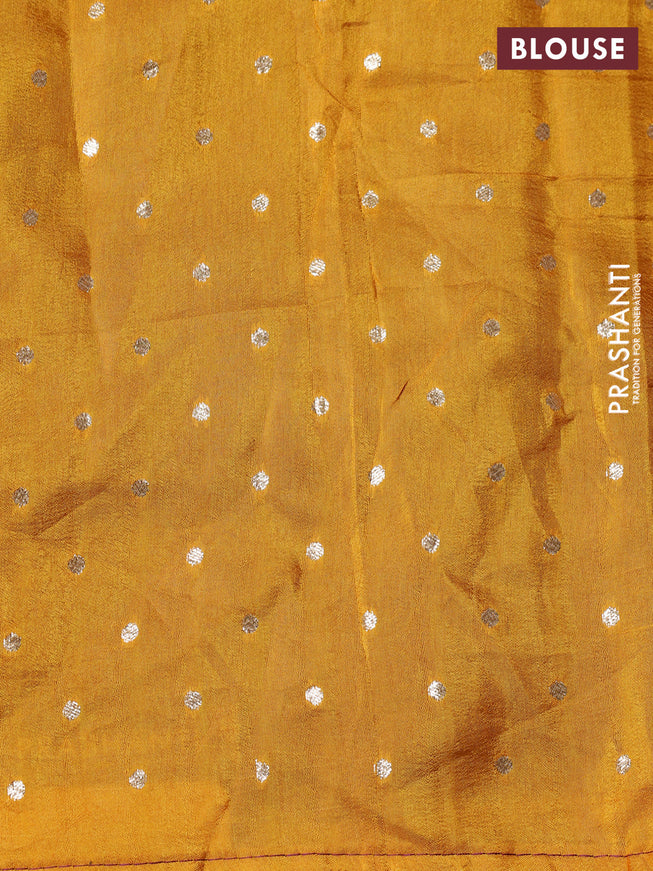 Banarasi silk saree wine shade and yellow with zari woven brids buttas and zari woven border