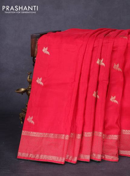 Banarasi silk saree red and green with zari woven brids buttas and zari woven border