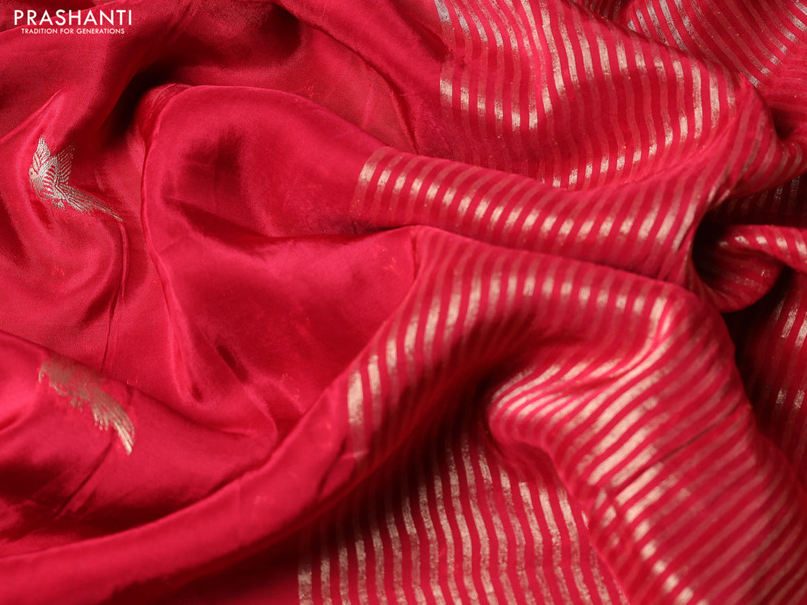 Banarasi silk saree red and green with zari woven brids buttas and zari woven border