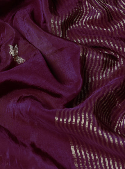 Banarasi silk saree wine shade and yellow with zari woven brids buttas and zari woven border