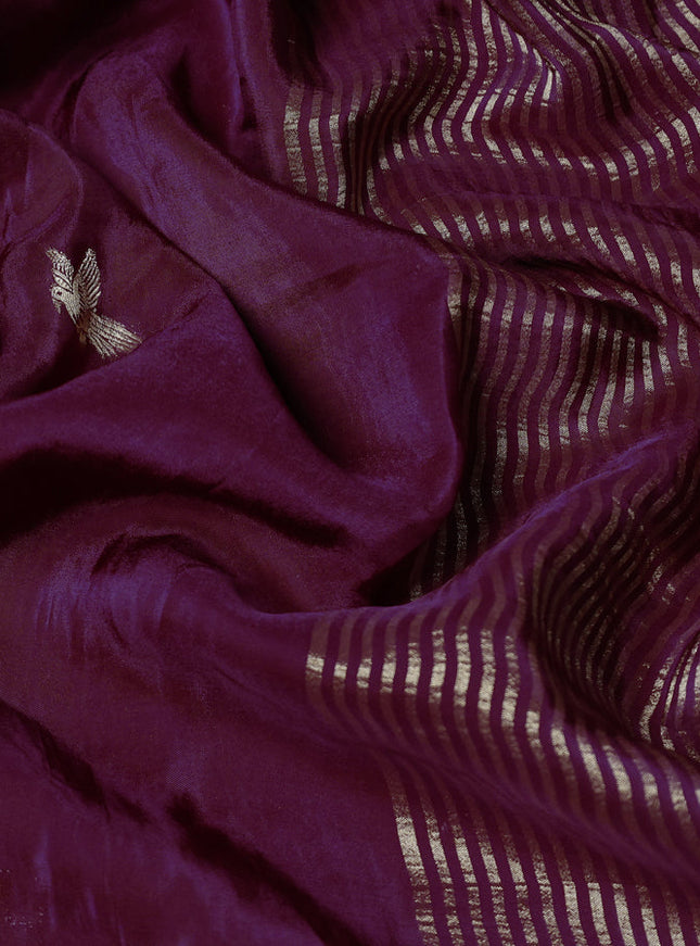 Banarasi silk saree wine shade and yellow with zari woven brids buttas and zari woven border
