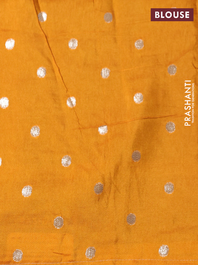 Banarasi silk saree wine shade and yellow with zari woven brids buttas and zari woven border