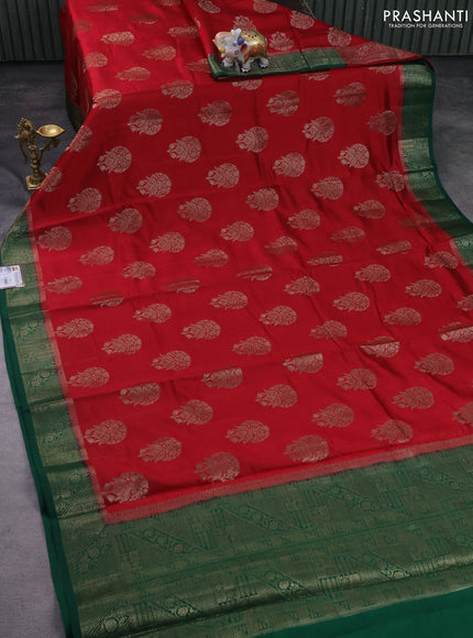 Chiniya silk saree maroon and green with thread & zari woven buttas and woven border