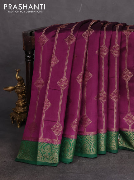 Chiniya silk saree purple and green with allover thread & zari weaves and woven border